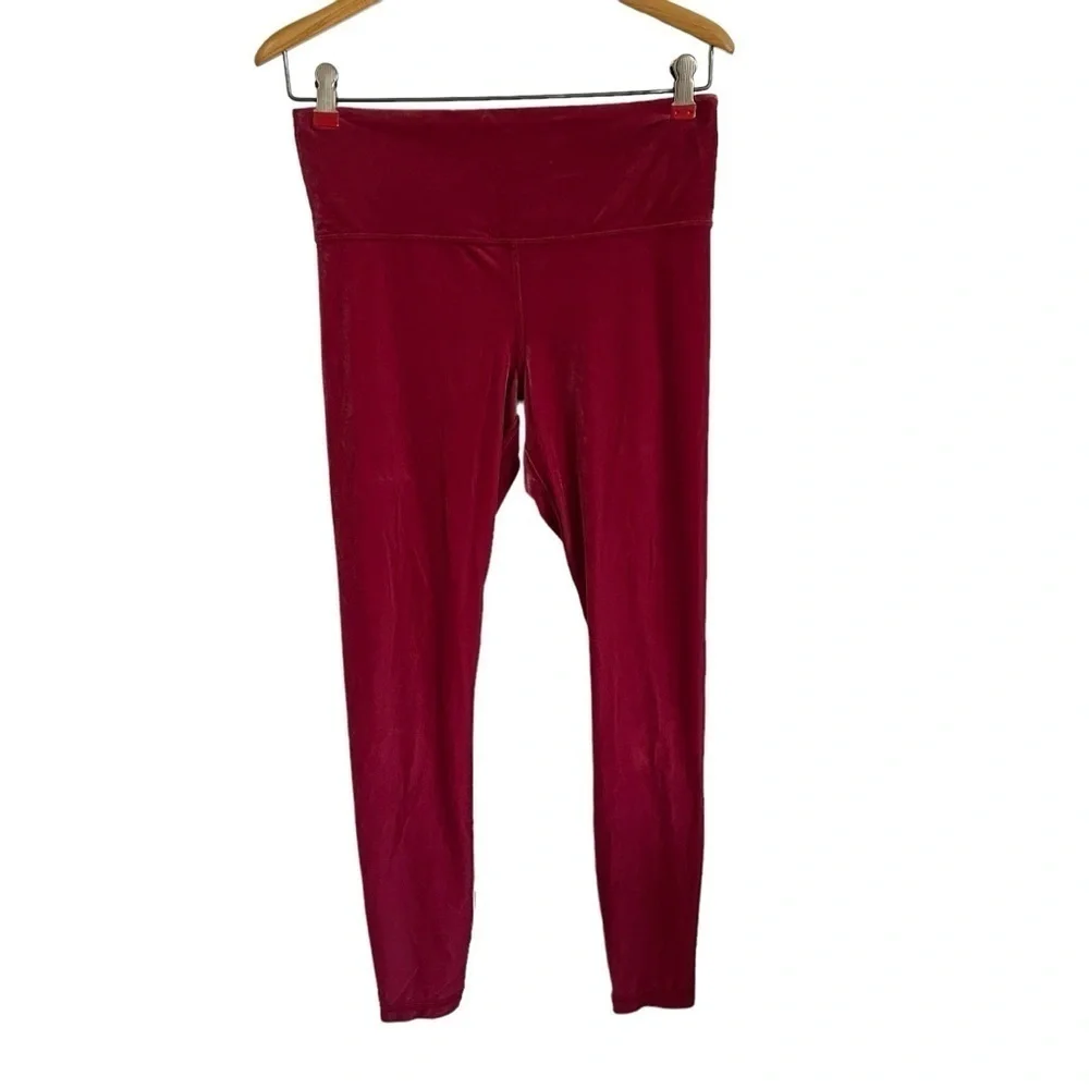 ATHLETA‎ Elation Velvet Tight Leggings and Cropped Workout Top Matching Set